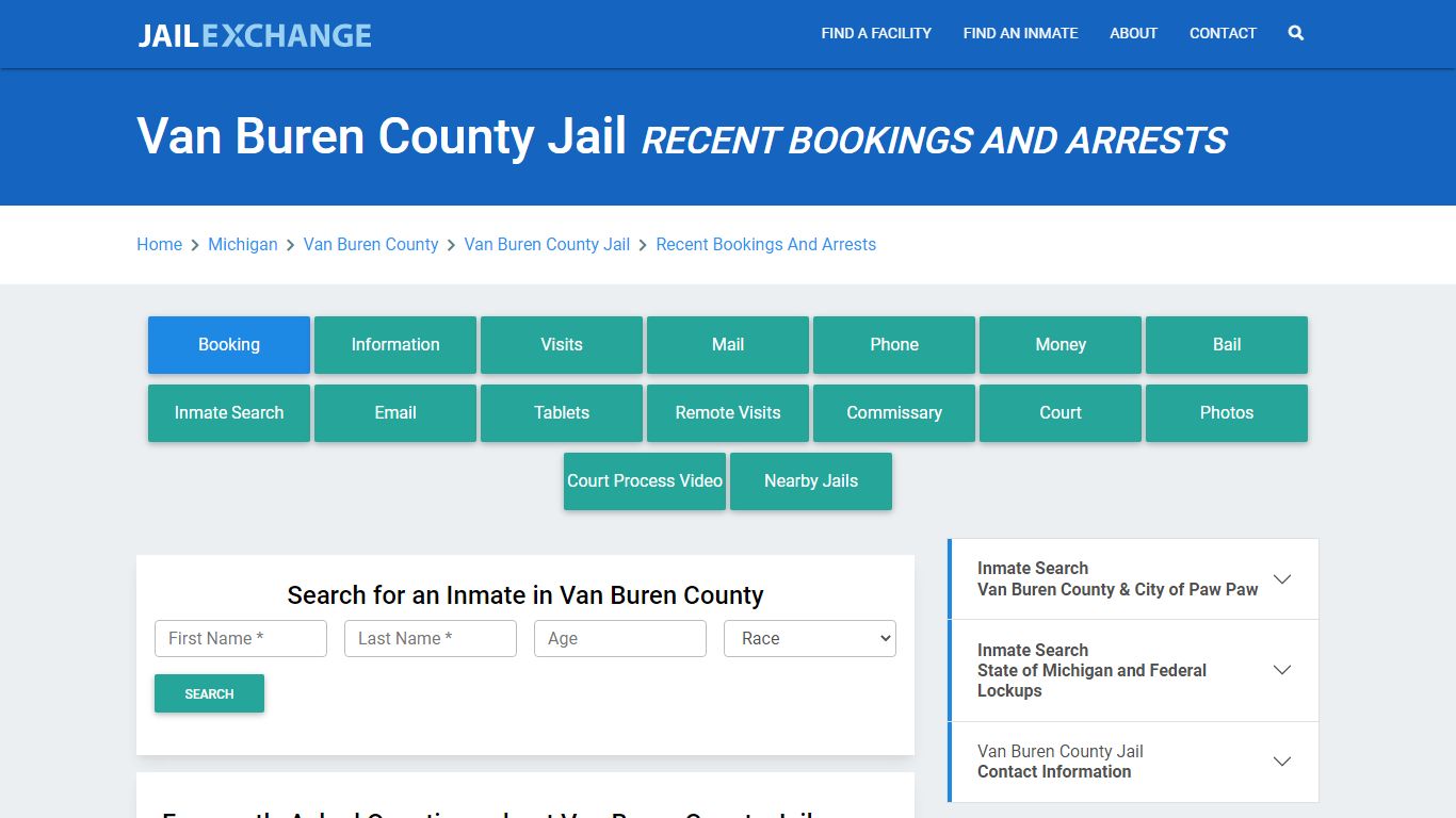 Van Buren County Jail Recent Bookings And Arrests - Jail Exchange